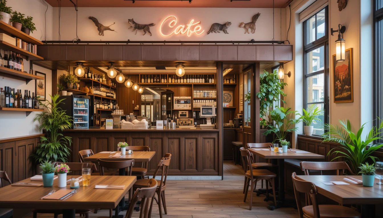gatos jugando en un café